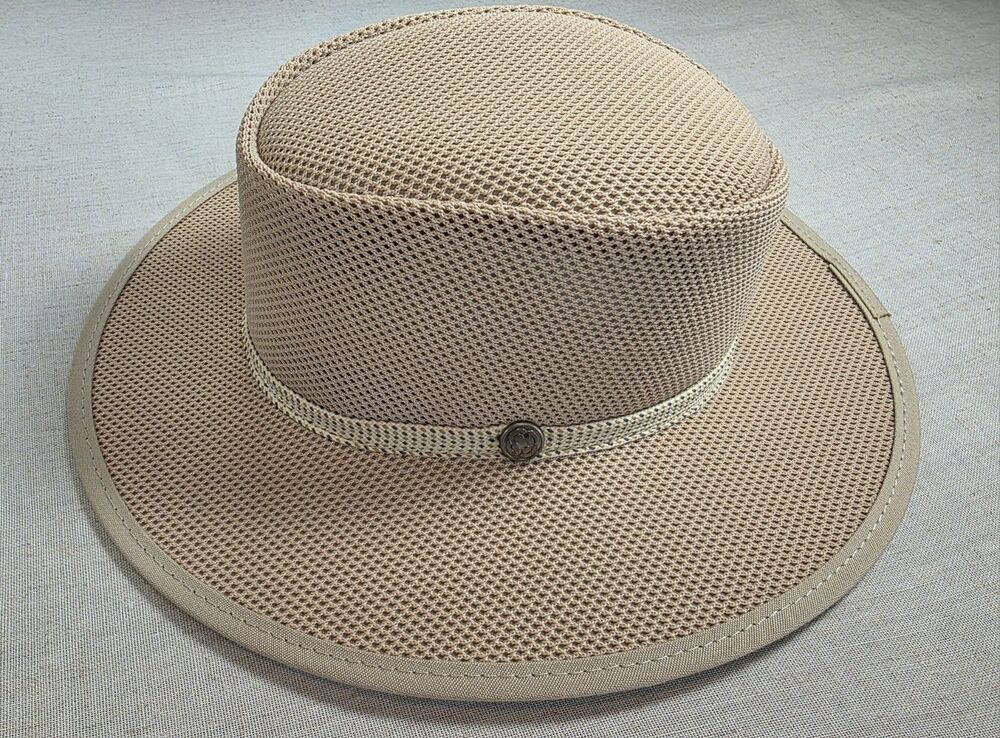 American Hat Makers Cabana Sun Hat Medium Ivory UPF 50 Wide Brim Breathable